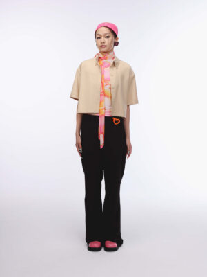 黑色剪裁寬褲 Black tailored wide-leg trousers