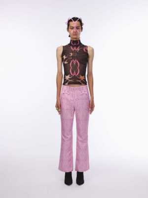 淡紫印花微喇叭褲 Lavender Floral Flare Pants
