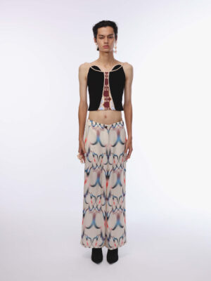 印花拼接滾邊愛心廓形背心 Printed Patchwork  Heart Silhouette Tank Top
