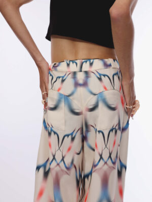 漸層變化愛心印花剪裁直筒寬褲 Gradient Heart Print Straight Wide-Leg Pants