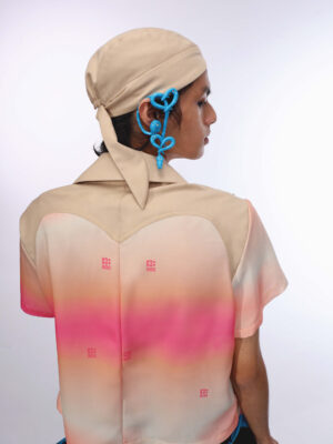 裸色抽皺絲巾帽  Nude Ruched Scarf Hat