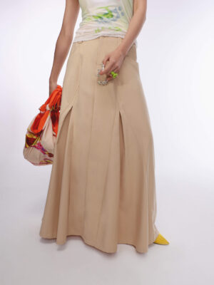 裸色愛心解構剪裁活褶長裙 Nude Heart Deconstructed Pleated Maxi Skirt