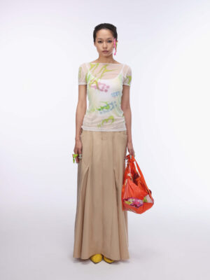透膚檸檬綠印花修身Ｔ  Sheer Green Patterned Print Fitted T-shirt