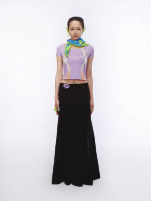 黑色愛心解構剪裁活褶長裙 Black Heart Deconstructed Pleated Maxi Skirt